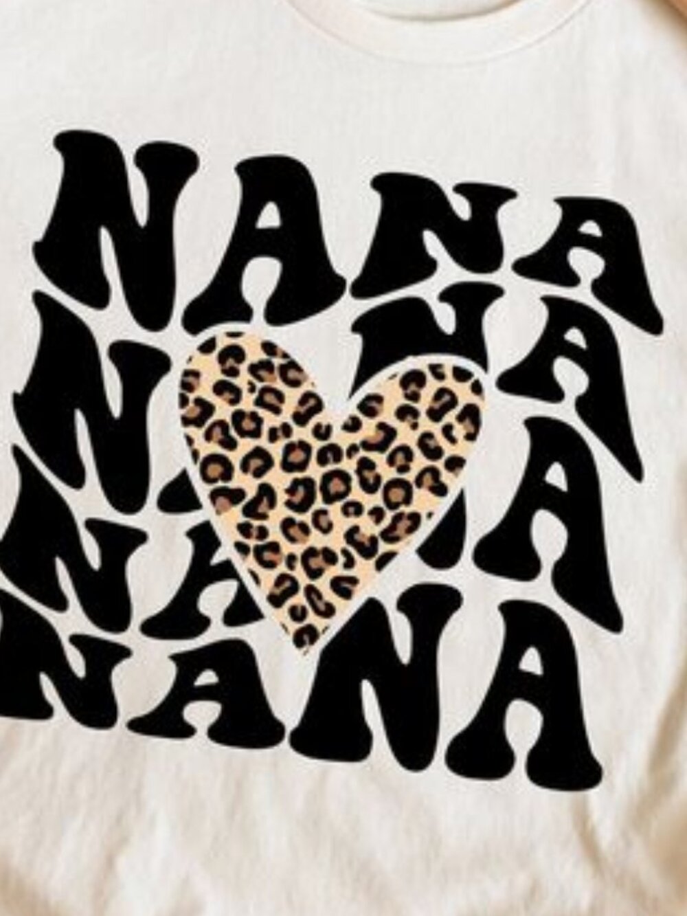 Stacked Nana Shirt, Nana Leopard Heart Shirt, Leopard Nana Shirt - Picture 2 of 3
